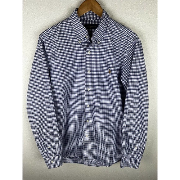 Ralph Lauren Large Purple Blue Plaid Long Sleeve Button Down Cotton Shirt - Picture 2 of 11